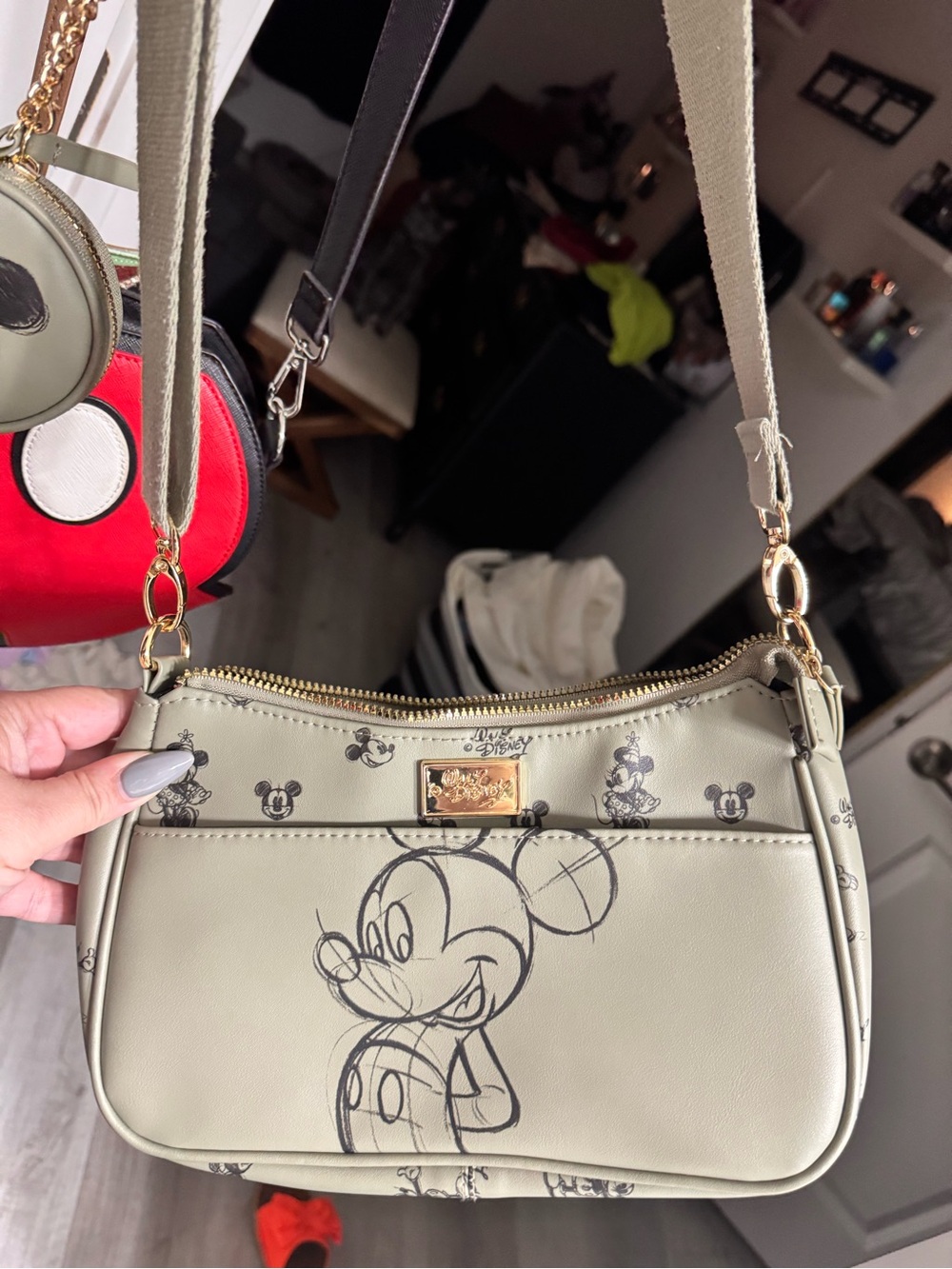 Mickey Mouse Graphic Crossbody Bag - Gray